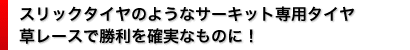 スリックタイヤのようなサーキット専用タイヤ　　草レースで勝利を確実なものに！